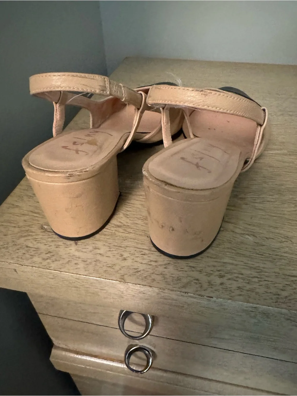 French Sole Nude and Black Cap-Toe Slingback Heels